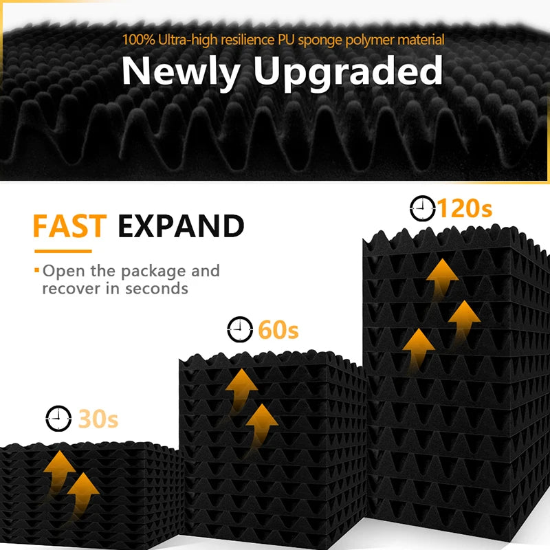 Eurobeats Acoustic Sponge 6/12/24 Pcs, KTV Room Wall Noise Reduction Insulation, For Home Music Studio Sound Proof Wall Foam Panels