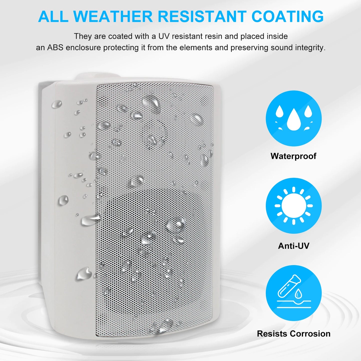 Eurobeats Herdio 4 Inch Outdoor 200 Watt Waterproof Wall Mount Speakers