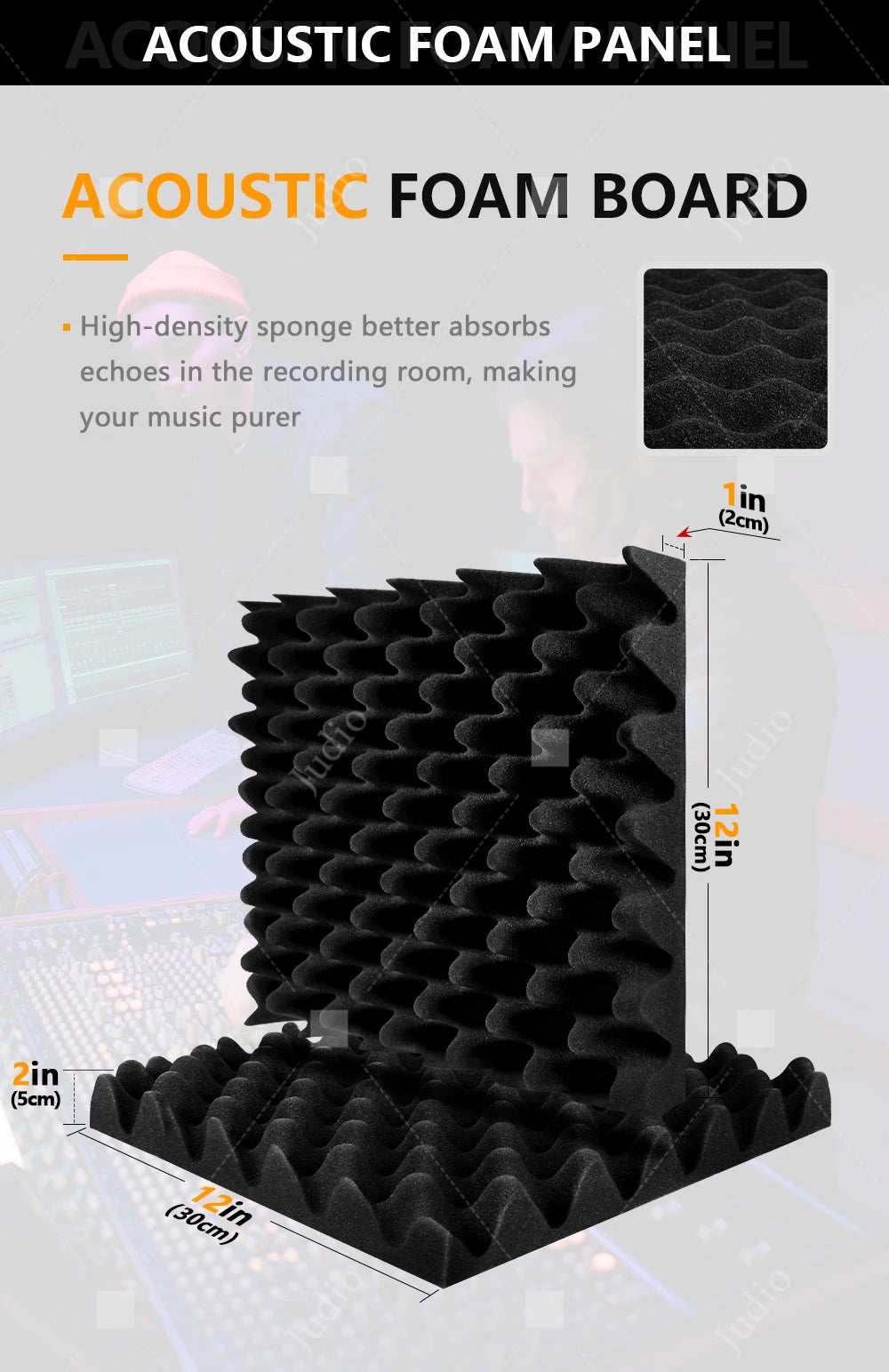 Eurobeats Acoustic Sponge 6/12/24 Pcs, KTV Room Wall Noise Reduction Insulation, For Home Music Studio Sound Proof Wall Foam Panels