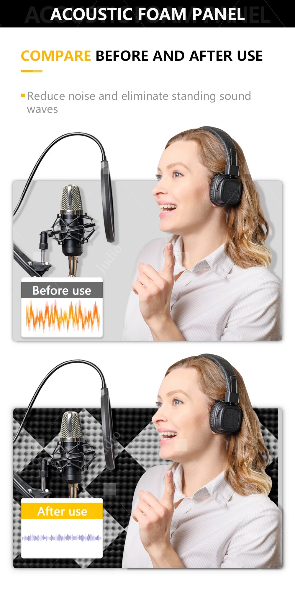 Eurobeats Acoustic Sponge 6/12/24 Pcs, KTV Room Wall Noise Reduction Insulation, For Home Music Studio Sound Proof Wall Foam Panels