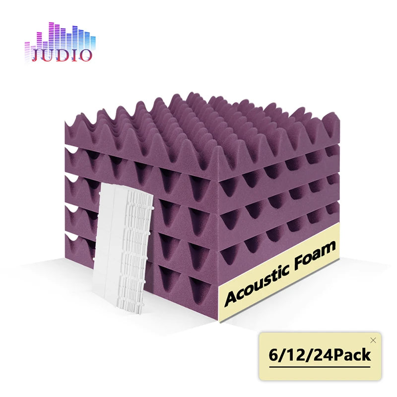 Eurobeats Acoustic Sponge 6/12/24 Pcs, KTV Room Wall Noise Reduction Insulation, For Home Music Studio Sound Proof Wall Foam Panels