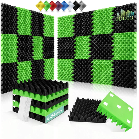 Eurobeats Acoustic Sponge 6/12/24 Pcs, KTV Room Wall Noise Reduction Insulation, For Home Music Studio Sound Proof Wall Foam Panels