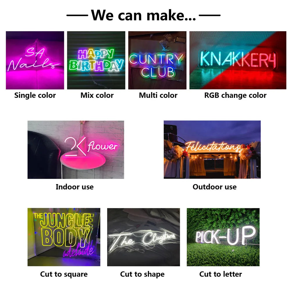 Custom Neon Led Sign Flex Aesthetic Room Party Studio Store Logo Design Custom Neon Lights